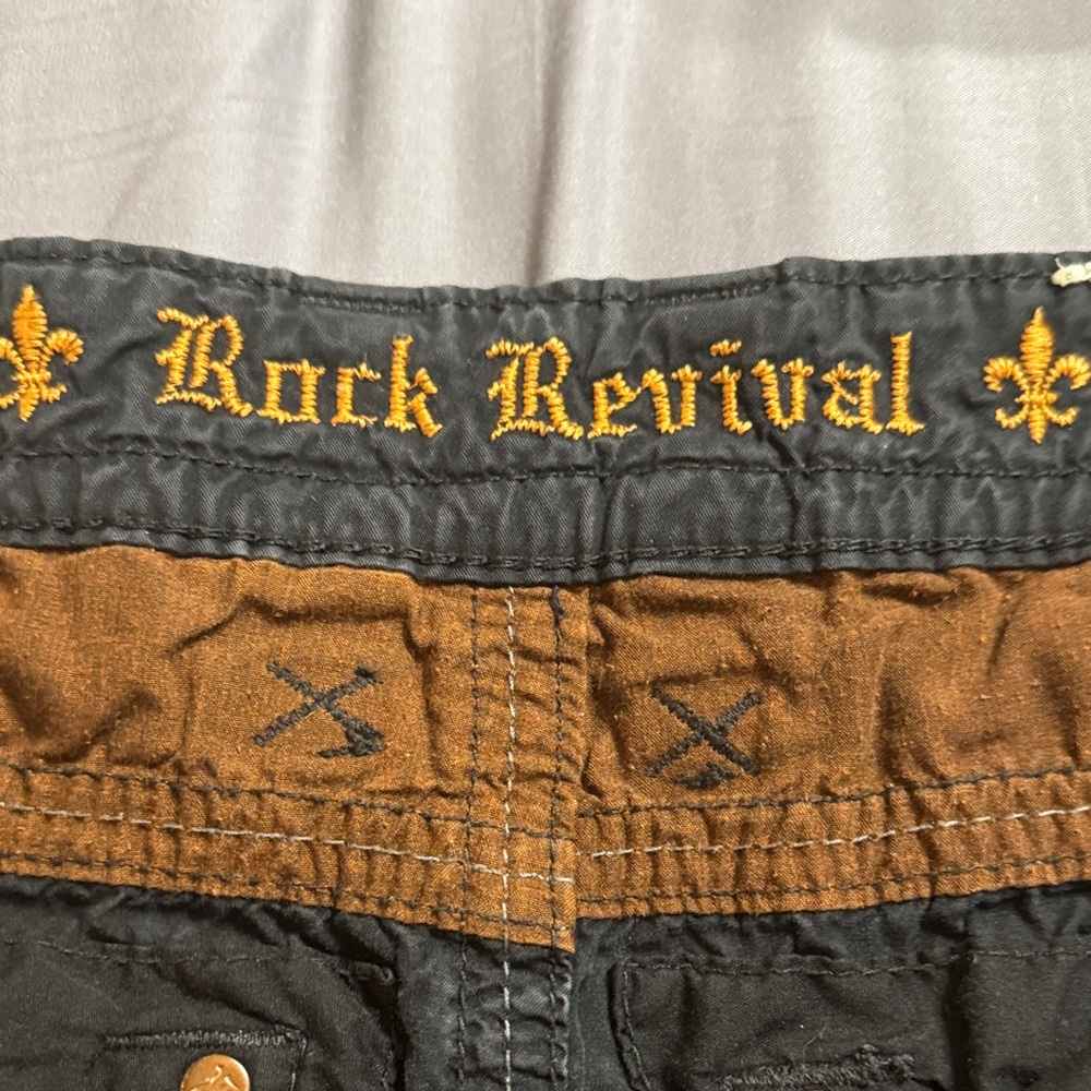 Rock Revival Black and gray Stitch Detail shorts
